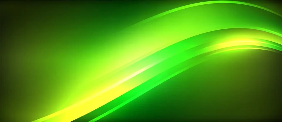 Neon glowing circle rays, light round lines in the dark, planet style neon wave Stock Illustration