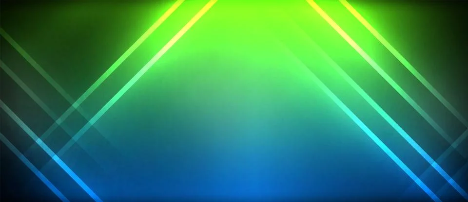 Neon glowing circle rays, light round lines in the dark, planet style neon wave 스톡 일러스트