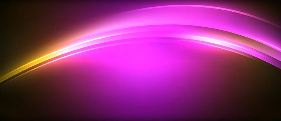 Neon glowing circle rays, light round lines in the dark, planet style neon wave Illustrazione stock