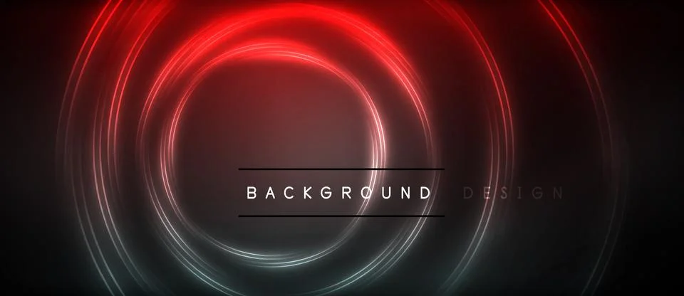 Neon glowing circle rays, light round lines in the dark, planet style neon wave 스톡 일러스트