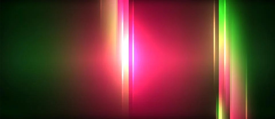 Neon glowing circle rays, light round lines in the dark, planet style neon wave Illustrazione stock