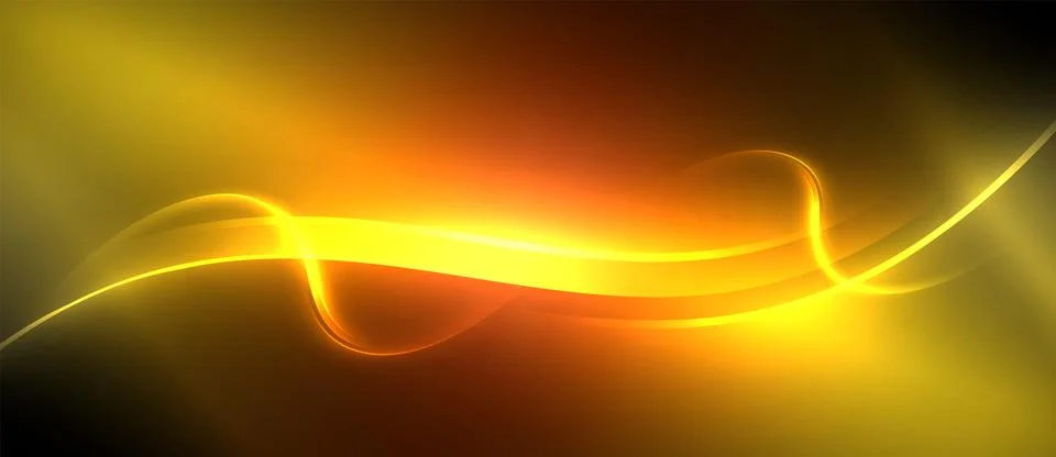 Neon glowing circle rays, light round lines in the dark, planet style neon wave イラスト素材