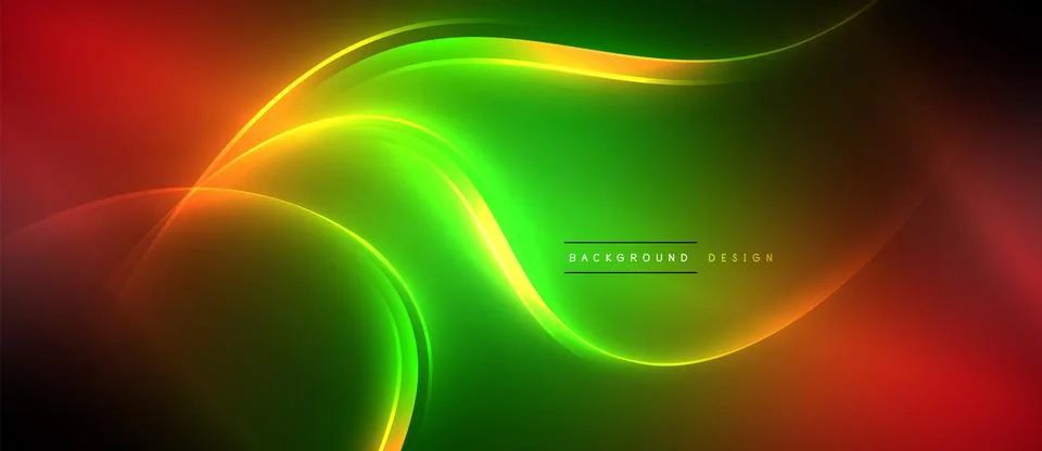 Neon glowing circle rays, light round lines in the dark, planet style neon wave Illustrazione stock