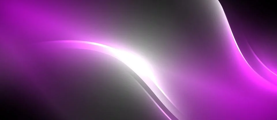 Neon glowing circle rays, light round lines in the dark, planet style neon wave Stock Illustration