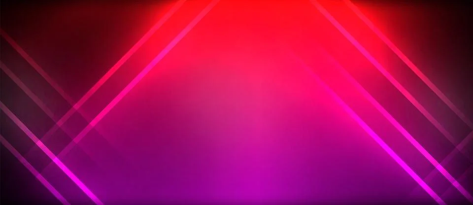 Neon glowing circle rays, light round lines in the dark, planet style neon wave Stock Illustration