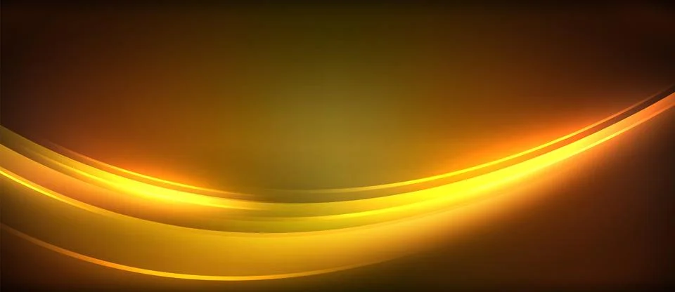 Neon glowing circle rays, light round lines in the dark, planet style neon wave Stock Illustration