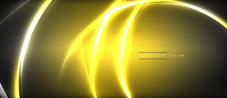 Neon glowing circle rays, light round lines in the dark, planet style neon wave Stock Illustration