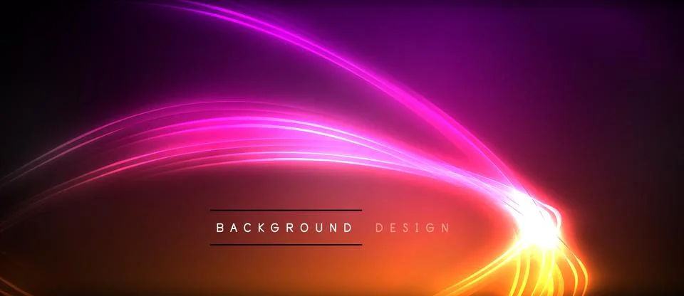 Neon glowing circle rays, light round lines in the dark, planet style neon wave Illustrazione stock