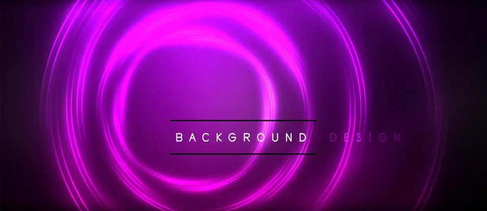 Neon glowing circle rays, light round lines in the dark, planet style neon wave 스톡 일러스트