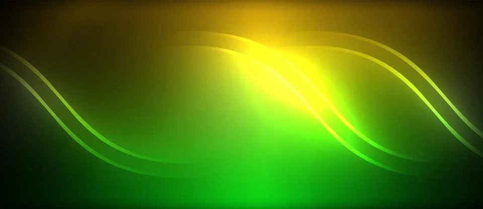 Neon glowing circle rays, light round lines in the dark, planet style neon wave Illustrazione stock
