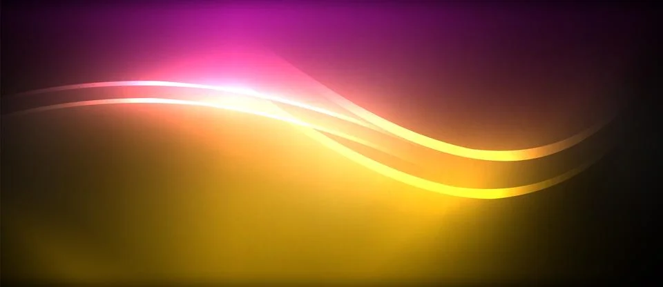 Neon glowing circle rays, light round lines in the dark, planet style neon wave イラスト素材
