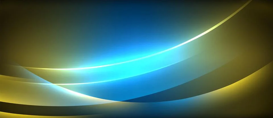 Neon glowing circle rays, light round lines in the dark, planet style neon wave Stock Illustration