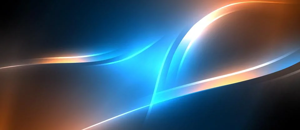 Neon glowing circle rays, light round lines in the dark, planet style neon wave Illustrazione stock
