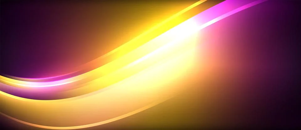 Neon glowing circle rays, light round lines in the dark, planet style neon wave Stock Illustration