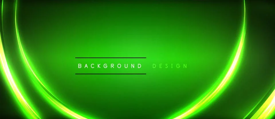 Neon glowing circle rays, light round lines in the dark, planet style neon wave Stock Illustration