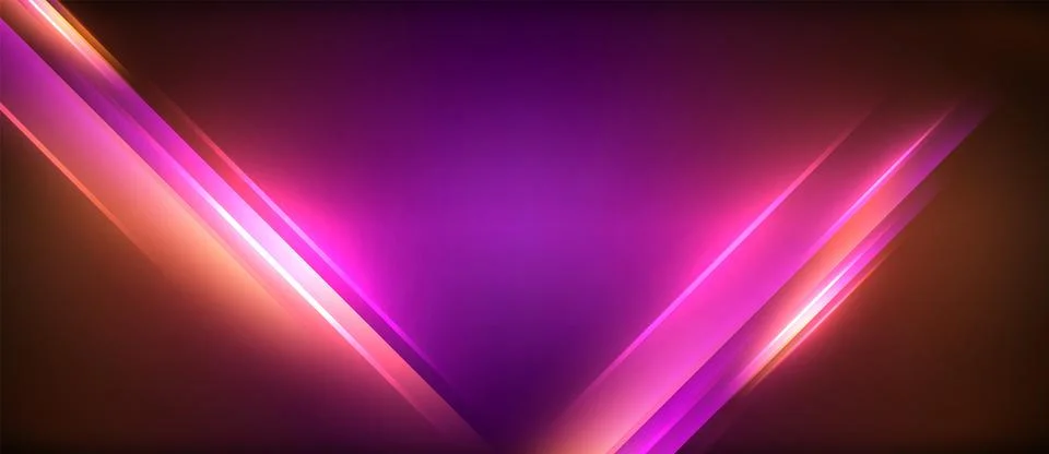Neon glowing circle rays, light round lines in the dark, planet style neon wave Stock Illustration
