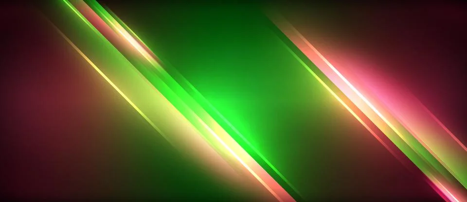 Neon glowing circle rays, light round lines in the dark, planet style neon wave Stock Illustration