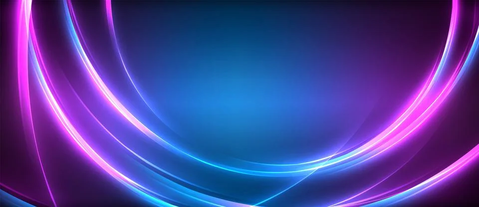 Neon glowing circle rays, light round lines in the dark, planet style neon wave Illustrazione stock