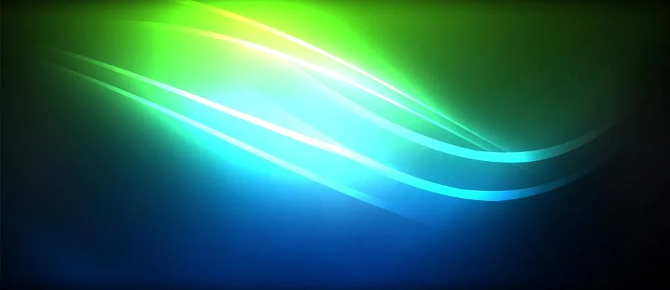 Neon glowing circle rays, light round lines in the dark, planet style neon wave Illustrazione stock