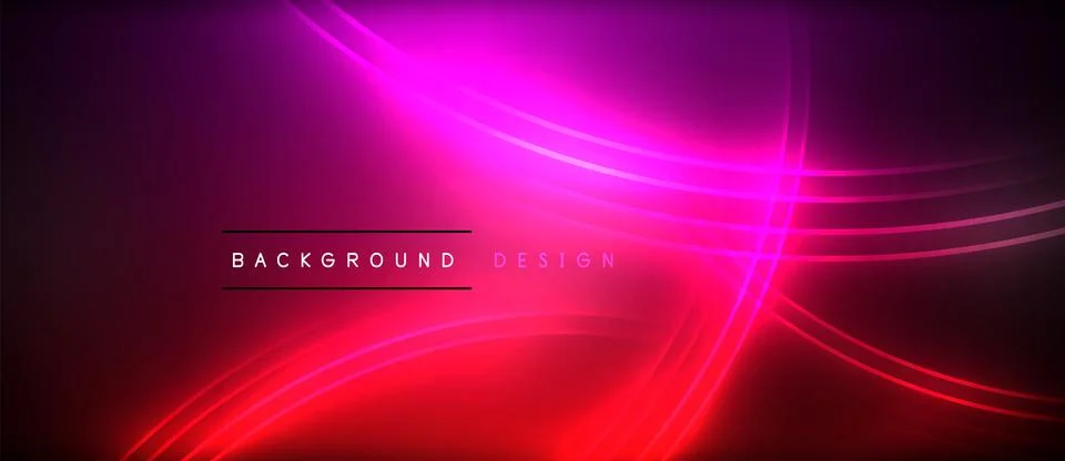 Neon glowing circle rays, light round lines in the dark, planet style neon wave Illustrazione stock