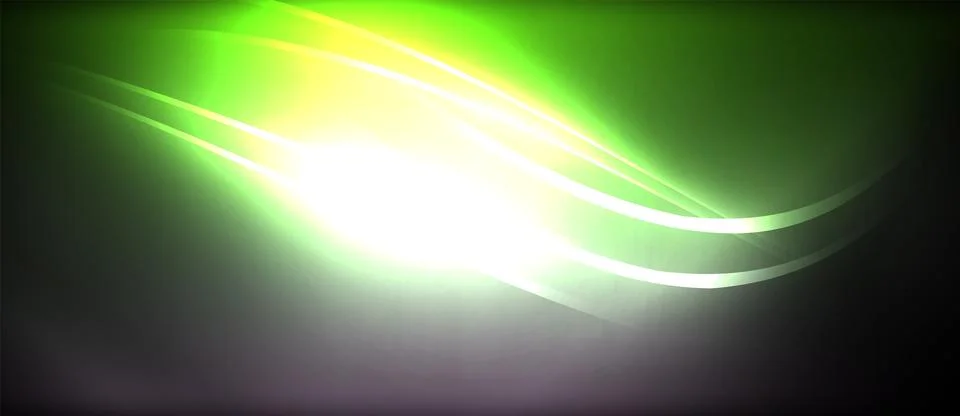 Neon glowing circle rays, light round lines in the dark, planet style neon wave Illustrazione stock