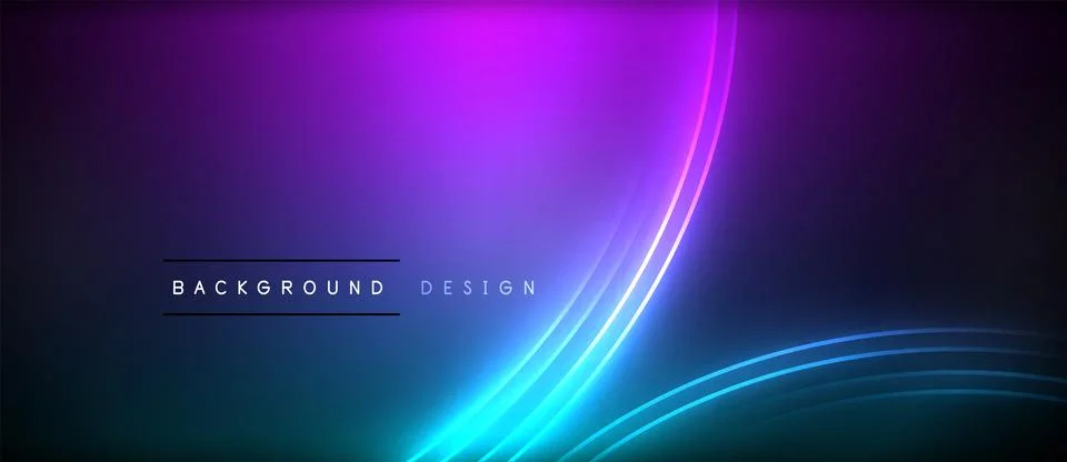 Neon glowing circle rays, light round lines in the dark, planet style neon wave 스톡 일러스트