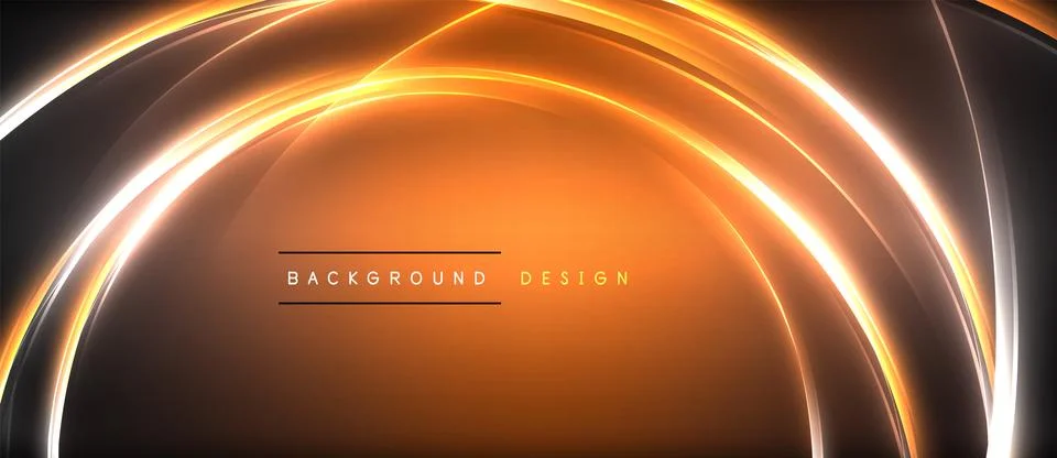 Neon glowing circle rays, light round lines in the dark, planet style neon wave Illustrazione stock