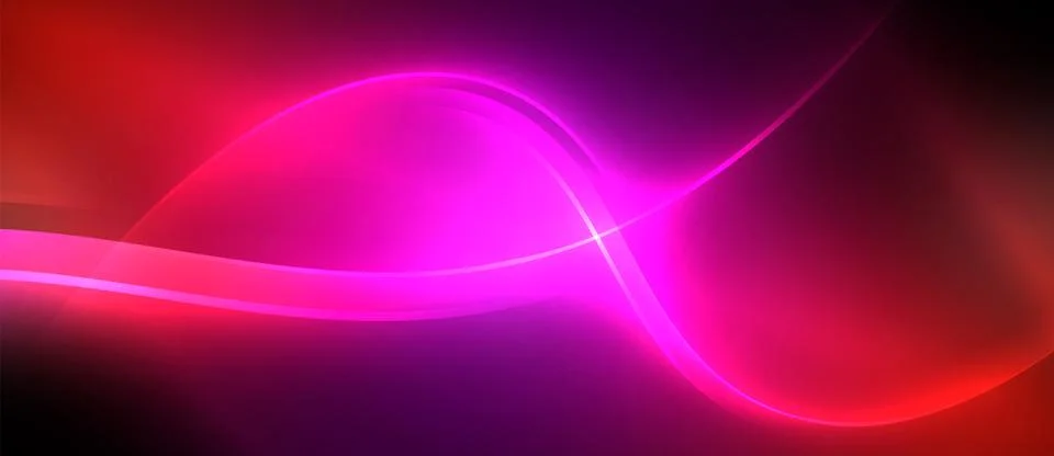 Neon glowing circle rays, light round lines in the dark, planet style neon wave Illustrazione stock