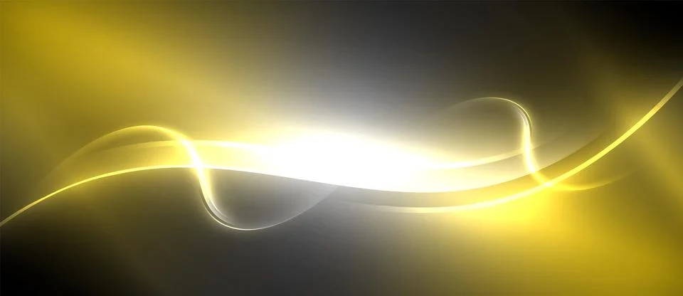 Neon glowing circle rays, light round lines in the dark, planet style neon wave Illustrazione stock