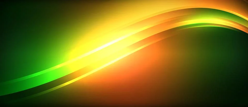 Neon glowing circle rays, light round lines in the dark, planet style neon wave Stock Illustration