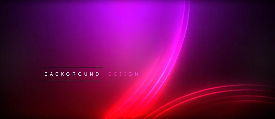 Neon glowing circle rays, light round lines in the dark, planet style neon wave Stock Illustration