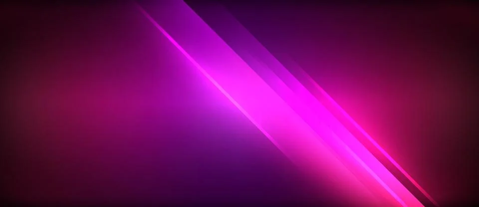 Neon glowing circle rays, light round lines in the dark, planet style neon wave Stock Illustration