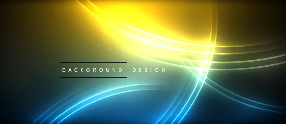 Neon glowing circle rays, light round lines in the dark, planet style neon wave Illustrazione stock