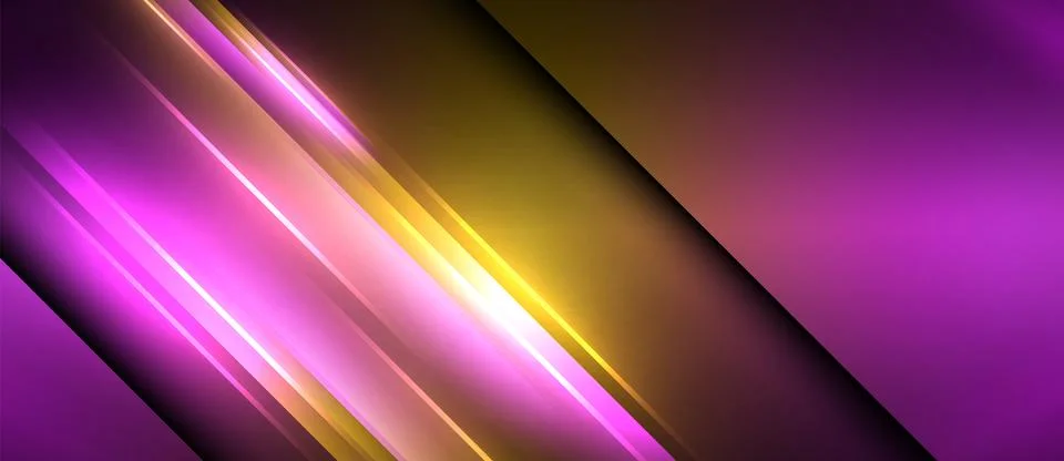 Neon glowing circle rays, light round lines in the dark, planet style neon wave Stock Illustration