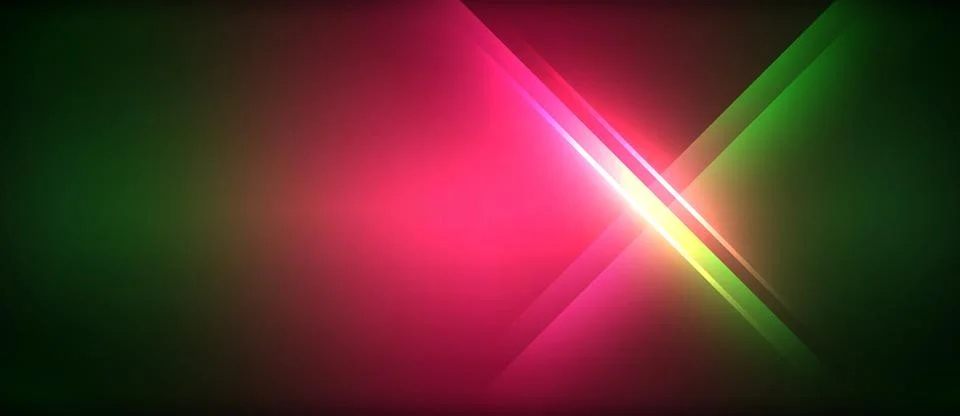 Neon glowing circle rays, light round lines in the dark, planet style neon wave Stock Illustration