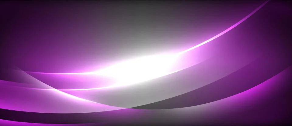 Neon glowing circle rays, light round lines in the dark, planet style neon wave Stock Illustration