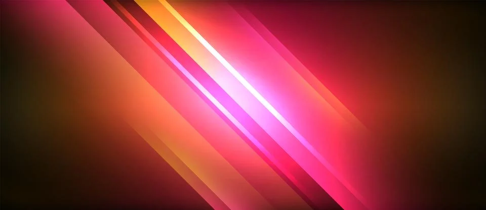 Neon glowing circle rays, light round lines in the dark, planet style neon wave Illustrazione stock