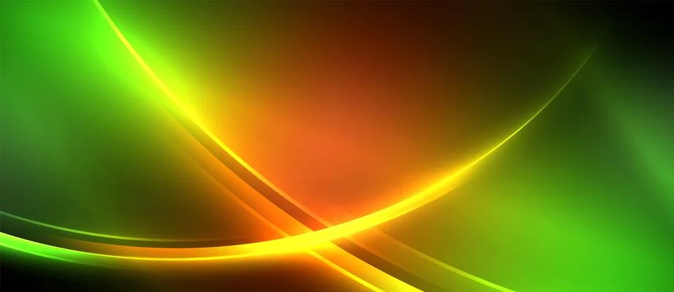 Neon glowing circle rays, light round lines in the dark, planet style neon wave Illustrazione stock