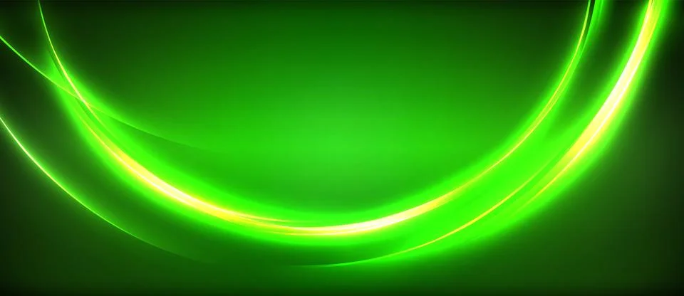 Neon glowing circle rays, light round lines in the dark, planet style neon wave Illustrazione stock