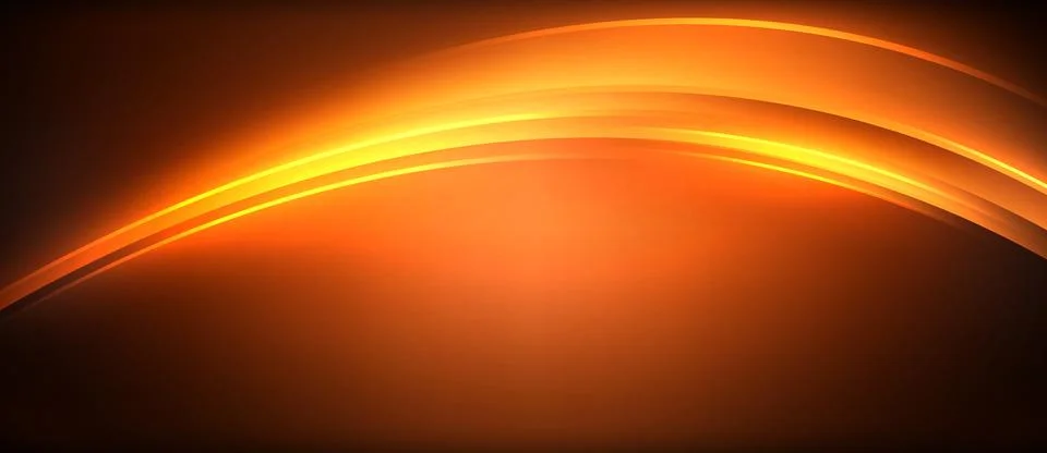 Neon glowing circle rays, light round lines in the dark, planet style neon wave Stock Illustration