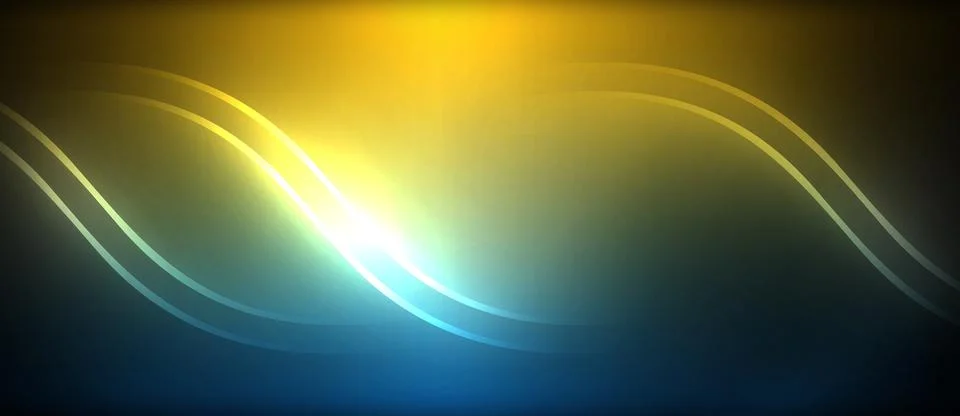 Neon glowing circle rays, light round lines in the dark, planet style neon wave Illustrazione stock