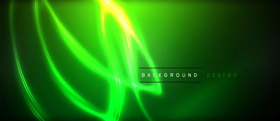 Neon glowing circle rays, light round lines in the dark, planet style neon wave Stock Illustration