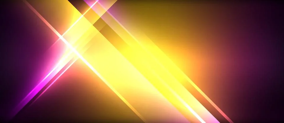 Neon glowing circle rays, light round lines in the dark, planet style neon wave Stock Illustration