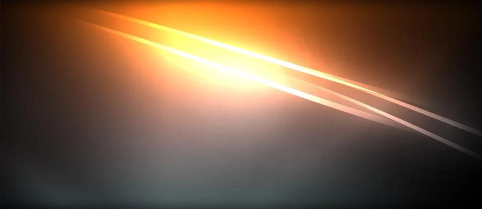 Neon glowing circle rays, light round lines in the dark, planet style neon wave Stock Illustration
