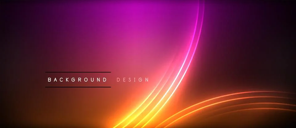 Neon glowing circle rays, light round lines in the dark, planet style neon wave Illustrazione stock