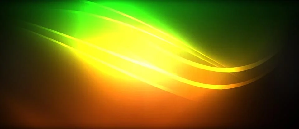 Neon glowing circle rays, light round lines in the dark, planet style neon wave Stock Illustration