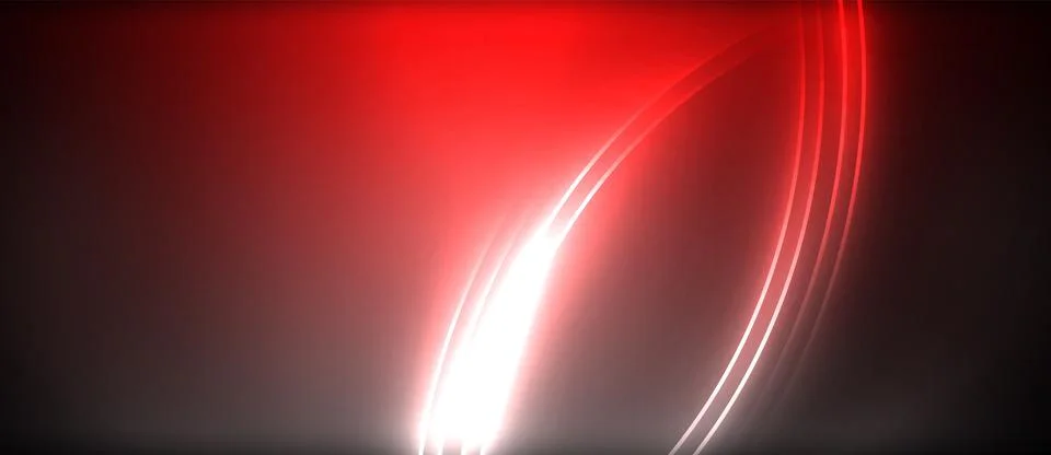 Neon glowing circle rays, light round lines in the dark, planet style neon wave Stock Illustration