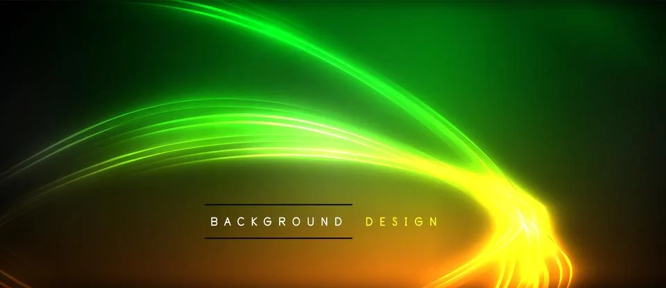 Neon glowing circle rays, light round lines in the dark, planet style neon wave Stock Illustration