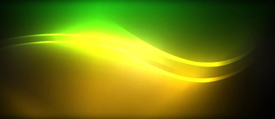 Neon glowing circle rays, light round lines in the dark, planet style neon wave Stock Illustration