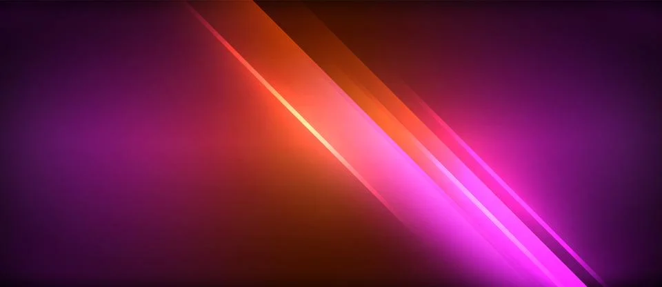 Neon glowing circle rays, light round lines in the dark, planet style neon wave Stock Illustration